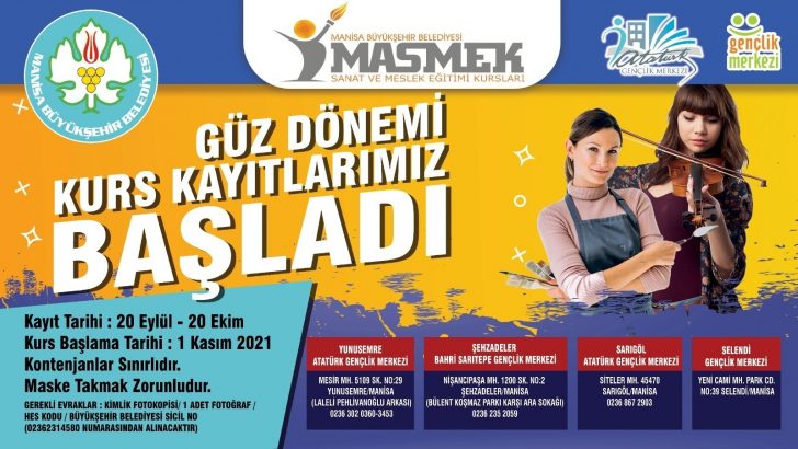 MASMEK’lerde Güz Dönemi kurs kayıtları başladı