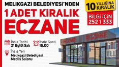 Melikgazi’de 1 adet eczane ihale ile kiraya verilecek