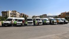 Talas’ta okul servisleri dezenfekte ediliyor