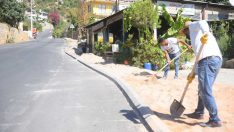Alanya’da Çevre Yolundan Kurşunlu mevkii’ne kesintisiz kaldırım çalışması