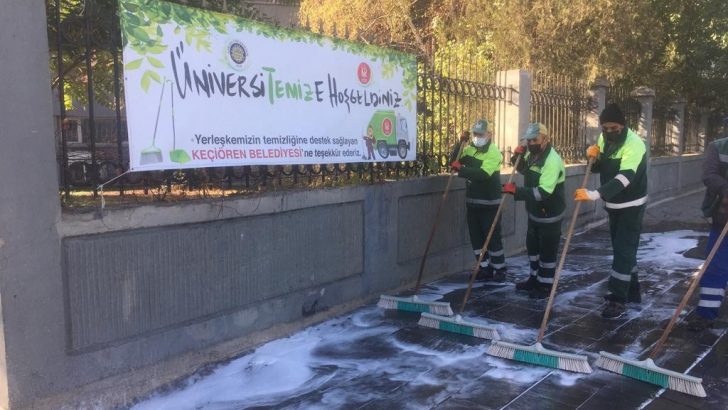 Keçiören Belediyesi’nden üniversitelere hem temizlik hem de dezenfeksiyon hizmeti