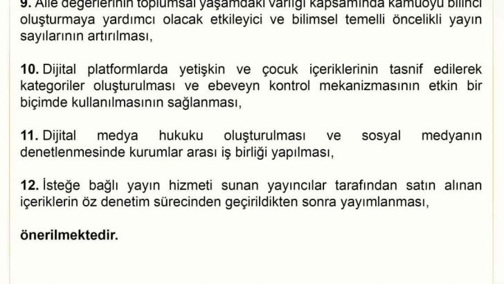 Medya ve Aile Değerleri Çalıştayı sonuç bildirgesi yayımlandı