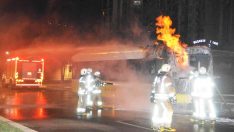 Başakşehir’de özel halk otobüsü alev topuna döndü