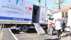 Mobil sağlık tarama aracı aşı için kırsalda