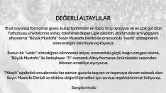 Altay’dan Mustafa Denizli’ye teşekkür